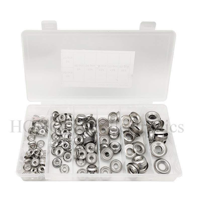 280pcs Submersible Finishing Cup Washer Assortment Set 304 Stainless Steel 4# 6 # 8 # 10 # 12 # 14 # 16 # Lid Head Gasket Washer