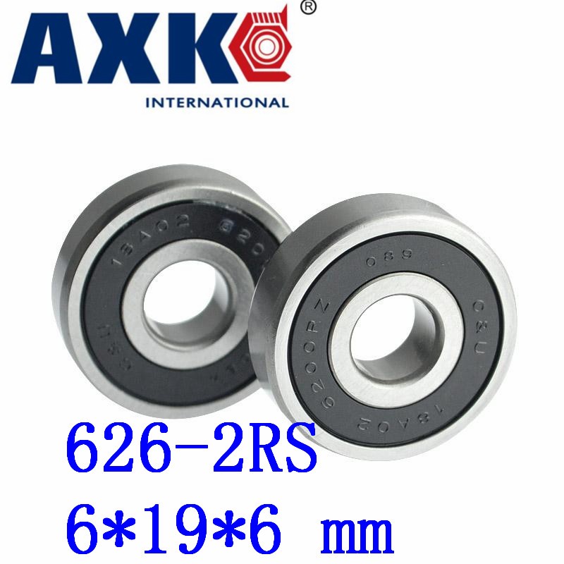 Axk 50pcs Free Shipping Double Rubber Seal Cover Deep Groove Ball Bearing 626-2rs 6*19*6 Mm
