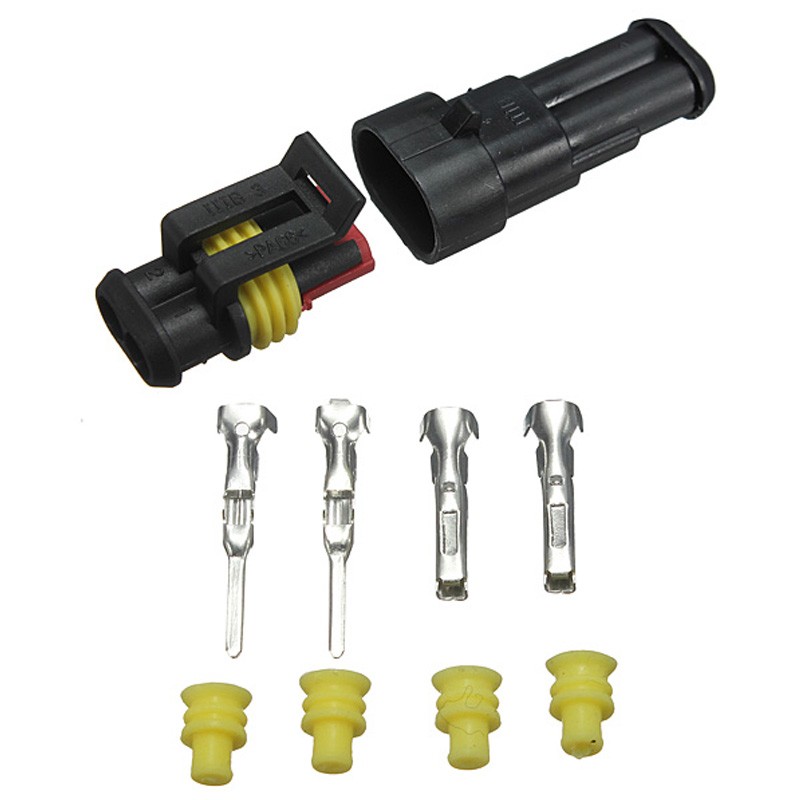 2 way connectors sealed housing terminals and inserts with silicone connector stopper and female make terminals for electrical wire
