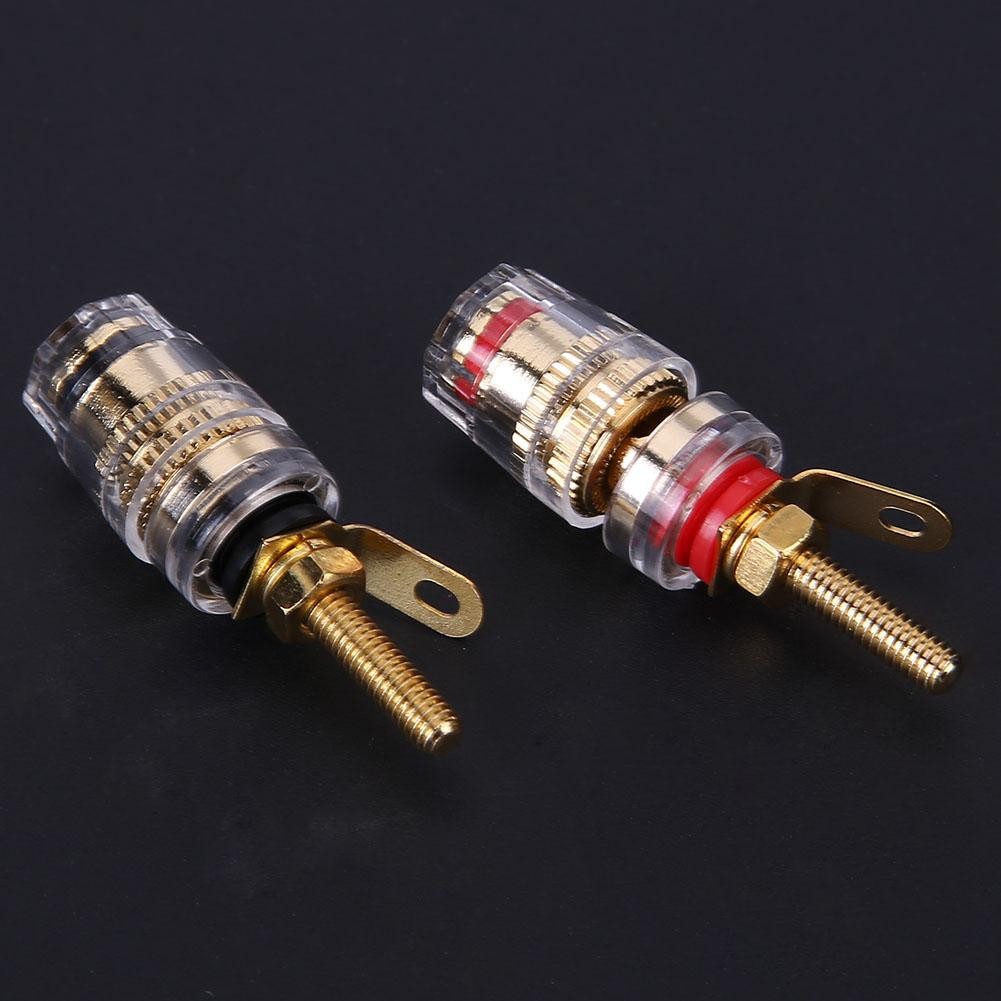 2pcs amplifier gold-plated speaker binding posts oxidation resistance brass terminal with transparent shell for banana plug 4mm