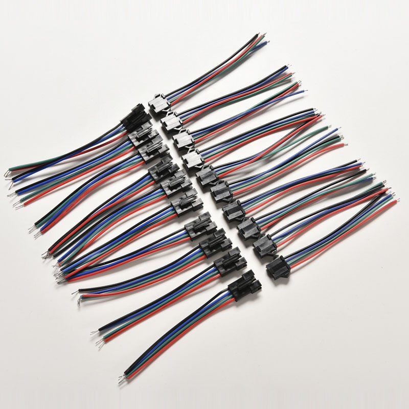 10 pairs Connecting Wire Splice cm Terminal Line Male Female 4P Plug Connector for SMD 5050/3528 RGB Color LED Strips