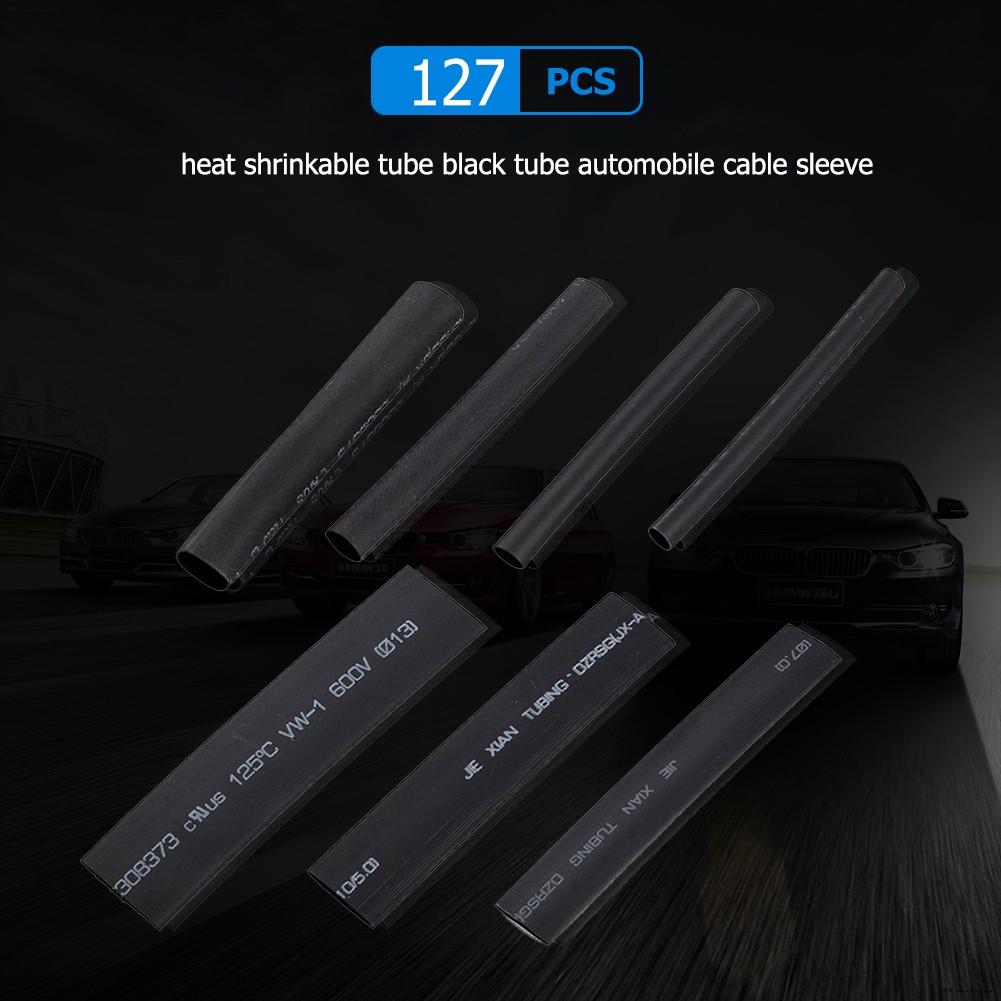 127/164pcs Thermoresistant Heat Pipe Shrink Wrap Car Shrinkable Tubing Electrical Connection Wire Cable Insulation Sleeving