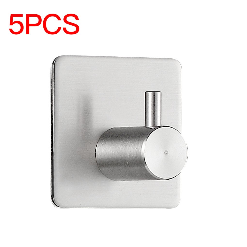 TEVR 5pcs Bathroom Hooks For Kitchen Door Wall Hanger Wall Hooks Hanger Self Adhesive Robe Towel Hook 304 Stainless Steel