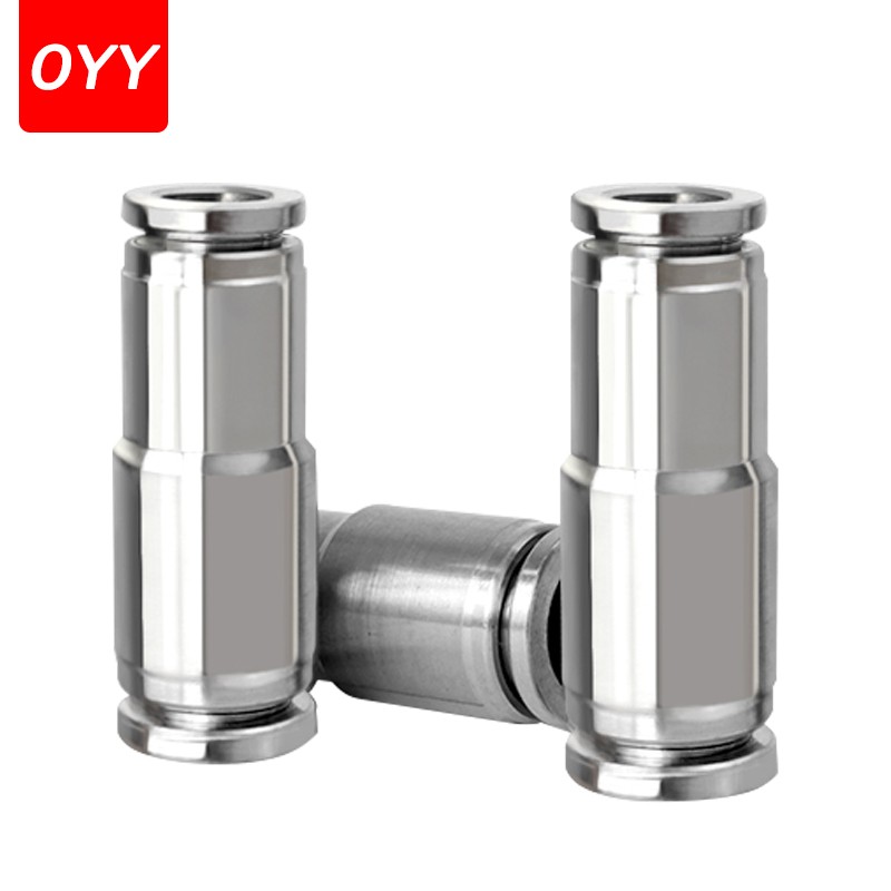 10pcs 304 Stainless Steel Reducer Fittings Straight Trachea Quick Connector PG8-6/10-8/12-6 Pneumatic Fittings