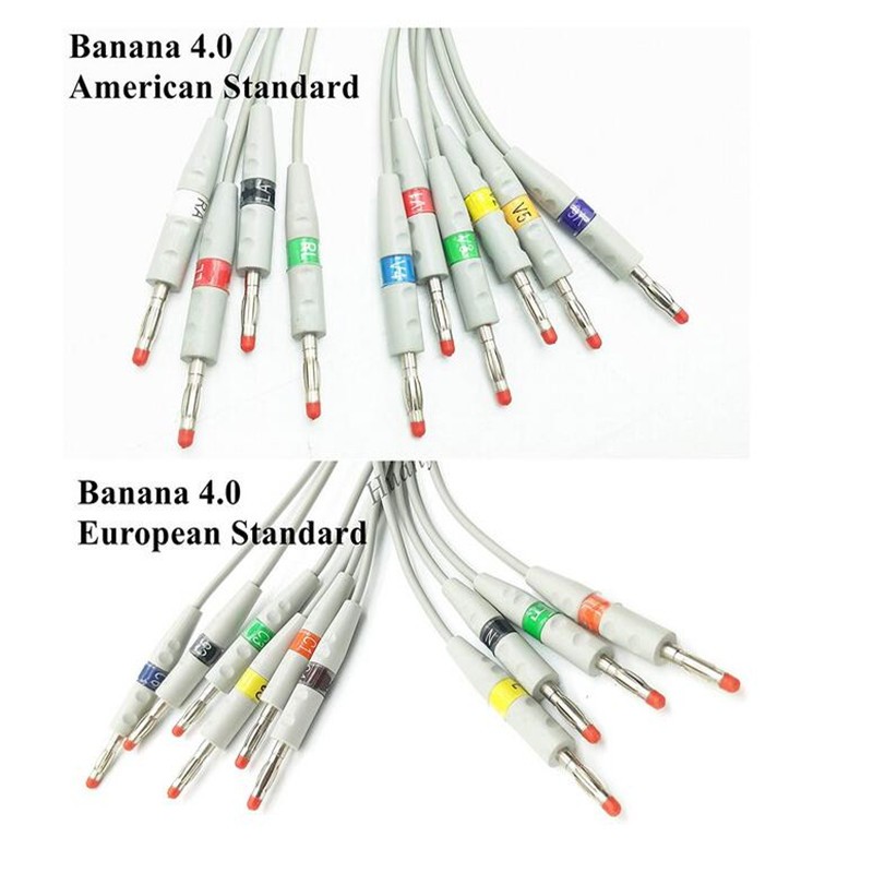 5pcs/lot Compatible with Schiller AT1/ AT2 /CS6/ CS100/AT101 ECG EKG Cable with Lead Wires 10 Leads EKG Cable 4.0 Banana End