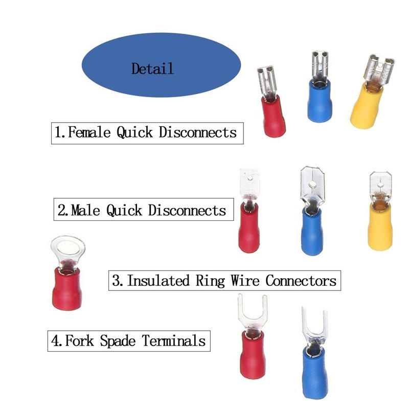 280pcs Assorted Spade Terminals Insulated Cable Connector Electrical Wire Assorted Crimp Butt Ring Fork Set Lugs Ring Plier