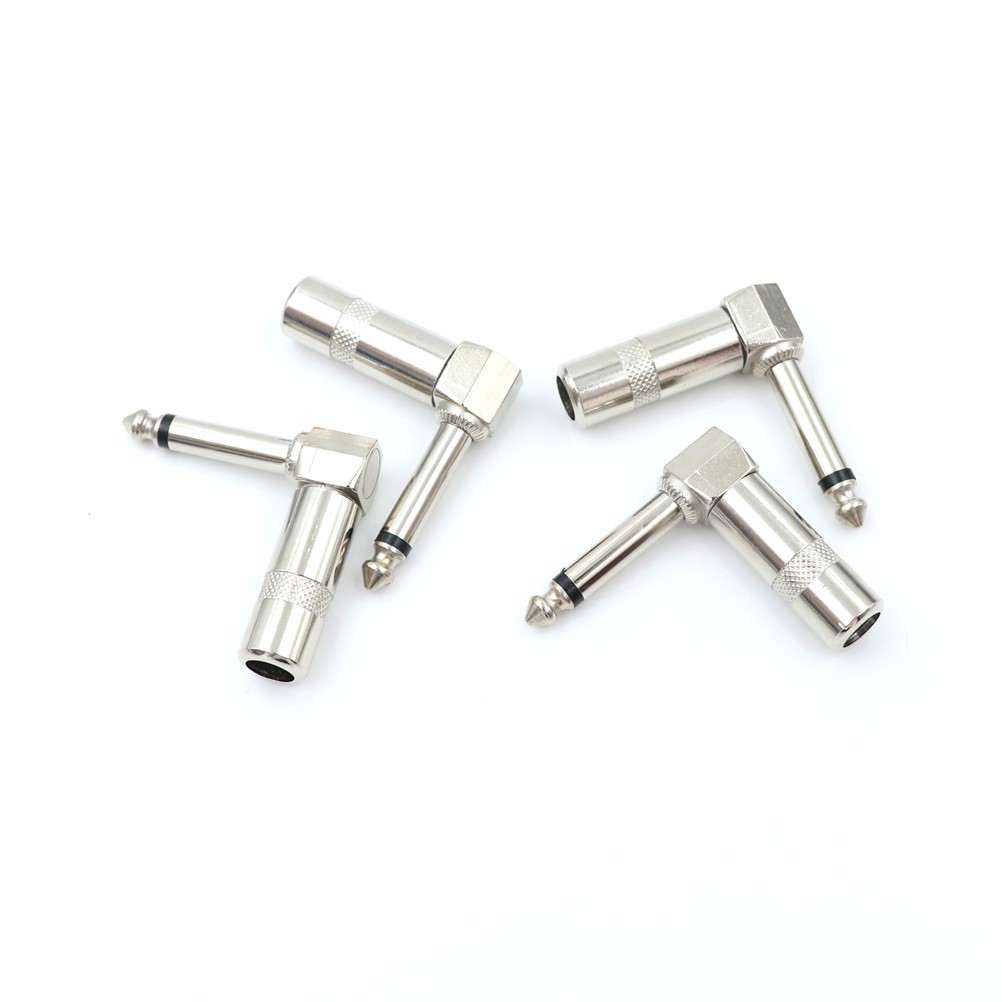 4pcs 1/4 inch 6.35mm L-shaped jack right angle male mono plug connector for guitar audio