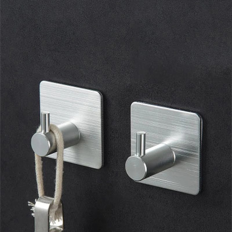 5pcs/lot Adhesive Towel Hooks Aluminum Door Hook Self Adhesive Home Wall Door Hook Clothes Bags Hange Key Rack Kitchen Hangers