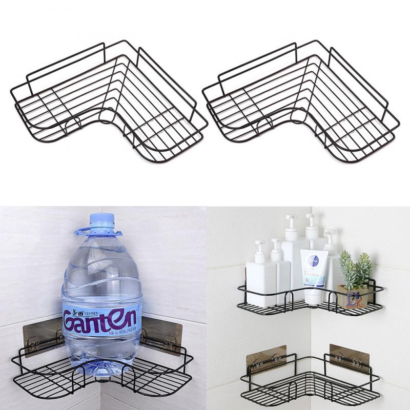 2/1pcs Free Punch Corner Shelf Bathroom Kitchen Storage Rack Holder for Shampoo Toothbrush Towel Spice Jar Bottles Water Cup