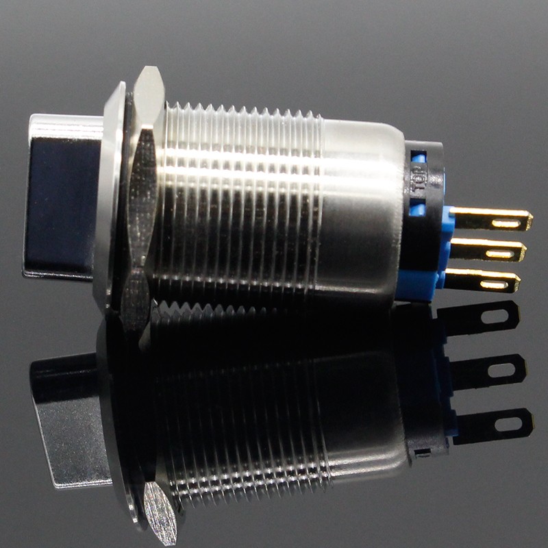 19mm 2 3 position switch push button switch DPDT metal selector rotary switch with waterproof stainless steel