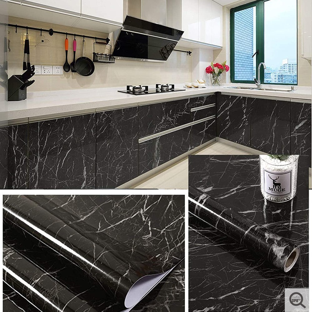 Waterproof Marble Kitchen Walls Home Decor PVC Self Adhesive Wallpaper Contact Film40cm/60cm/80cm Width