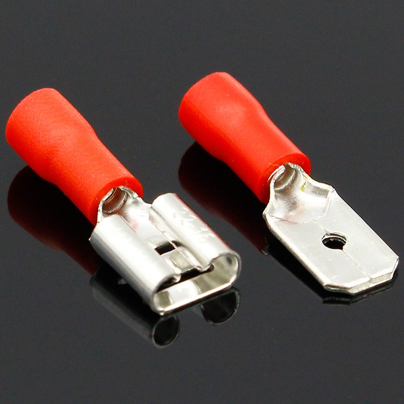 200pcs 6.3mm Female Male Spade Insulated Electrical Crimp Terminal Connectors Cable Terminals H1E1