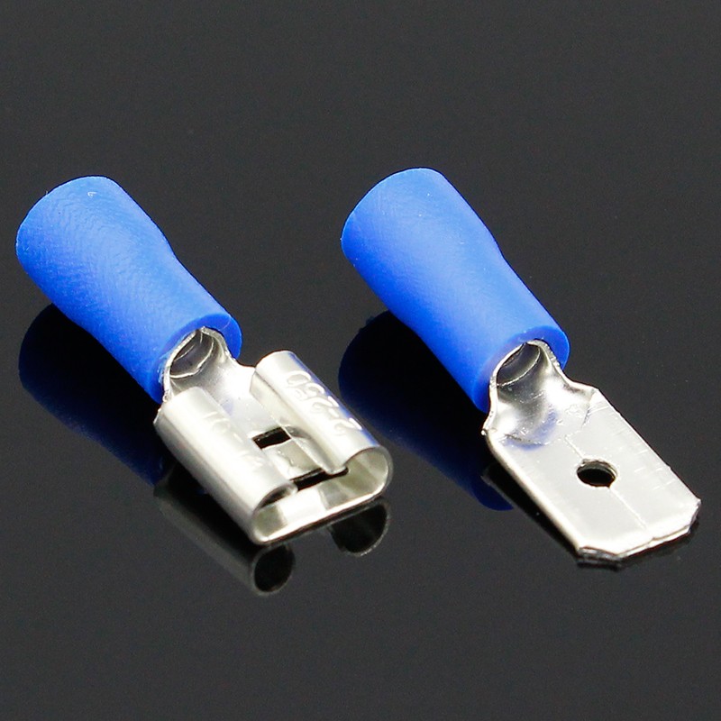 200pcs 6.3mm Female Male Spade Insulated Electrical Crimp Terminal Connectors Cable Terminals H1E1