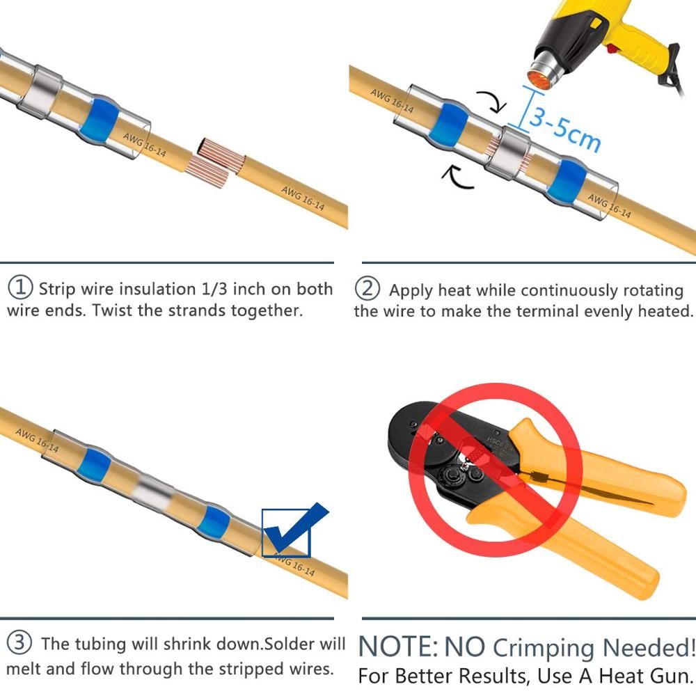 10/50pcs Insulator Welding Wire Connectors - Heat Shrink Welding Butt Connectors - Welding Connecting Kit - Marine Auto Insulated