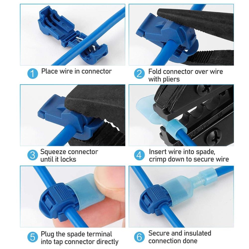 T-Tap Quick Electrical Cable Connectors, Waterproof Electrical Cable Terminals, Snap Lock, Crimp Connector