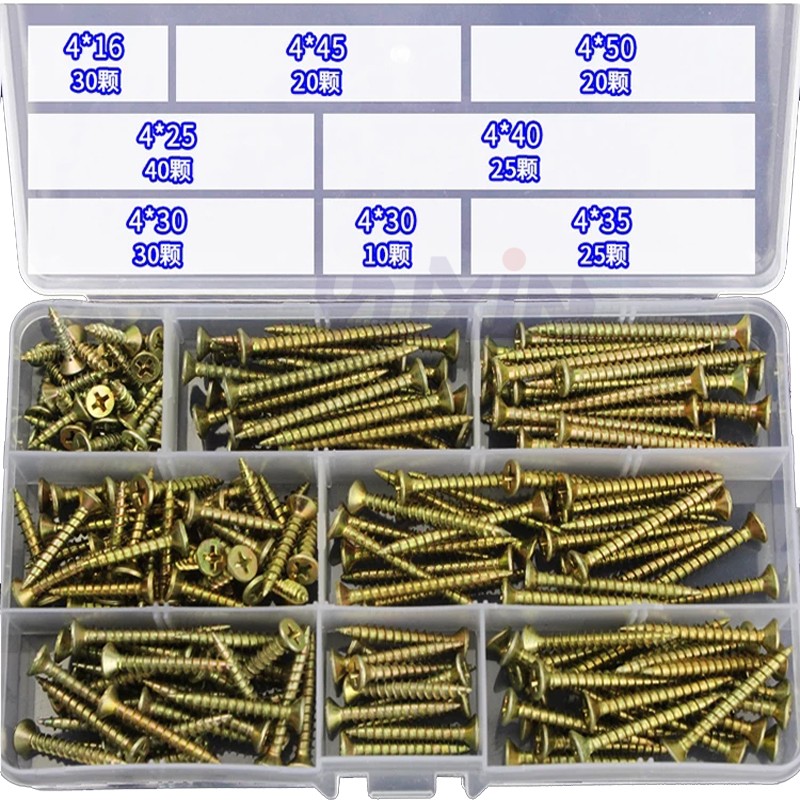 230pcs wood screw set cross recessed fiberboard screw zinc plated self tapping screw countersunk flat head flat board