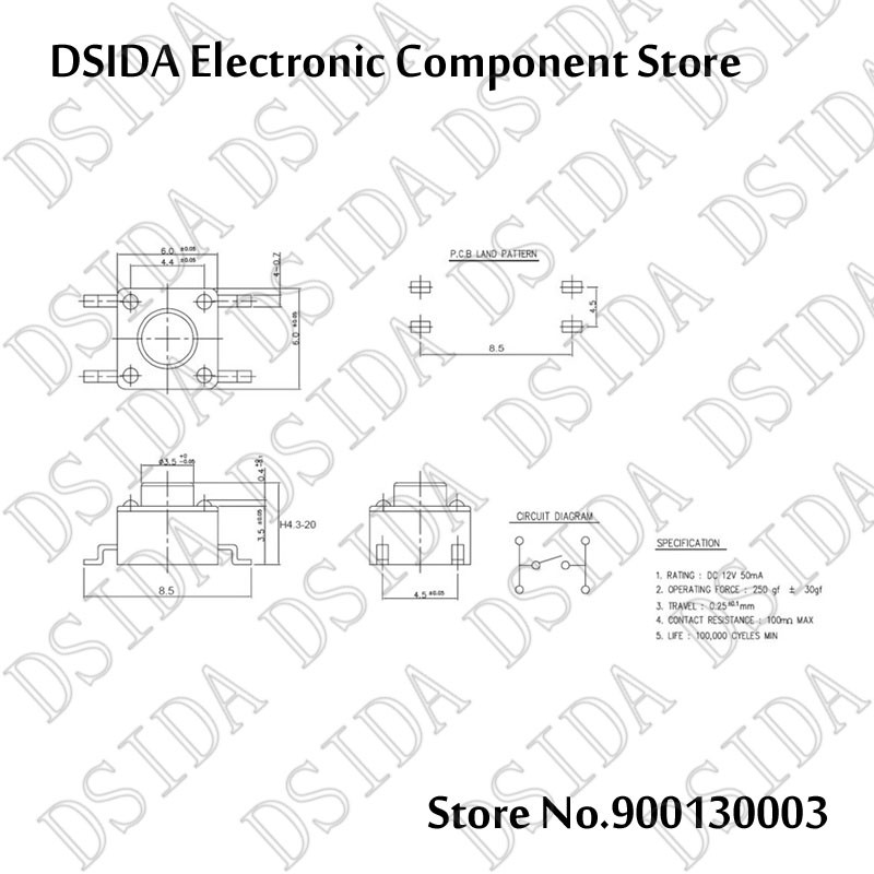 1000pcs SMD 4PIN 6x6x4.3/5/6/7/8/9/10mm Micro Tact Switch Push Button Switches 6x6x4.3mm 6x6x5mm 6x6x6mm 6x6x7mm 6x6x8mm 6X6X9