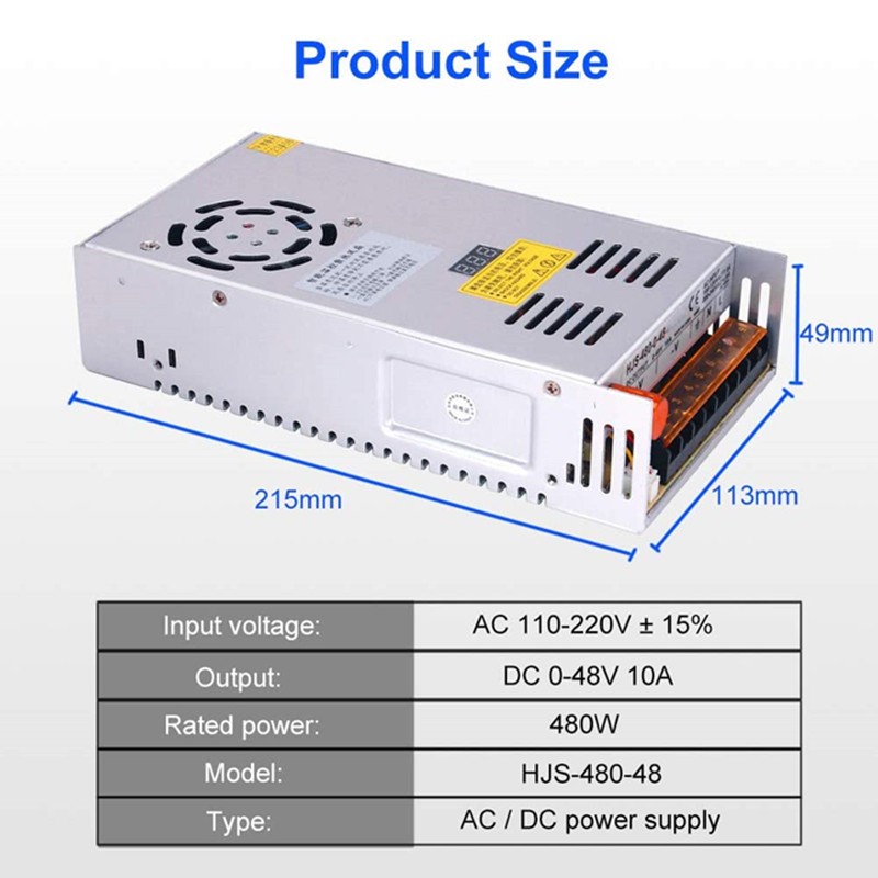 480W Digital Display Switching Power Supply 5V 12V 24V 36V 48V 60V 80V 120V 160V 220V 300V Adjustable AC/DC Switching LED SMPS