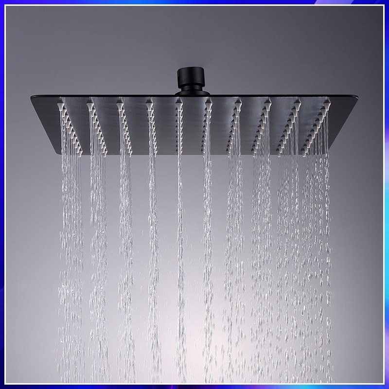 BAKALA Round And Square Stainless Steel Ultra-thin Shower 16/12/10/8 Inch Rainfall Shower Head Black Finished