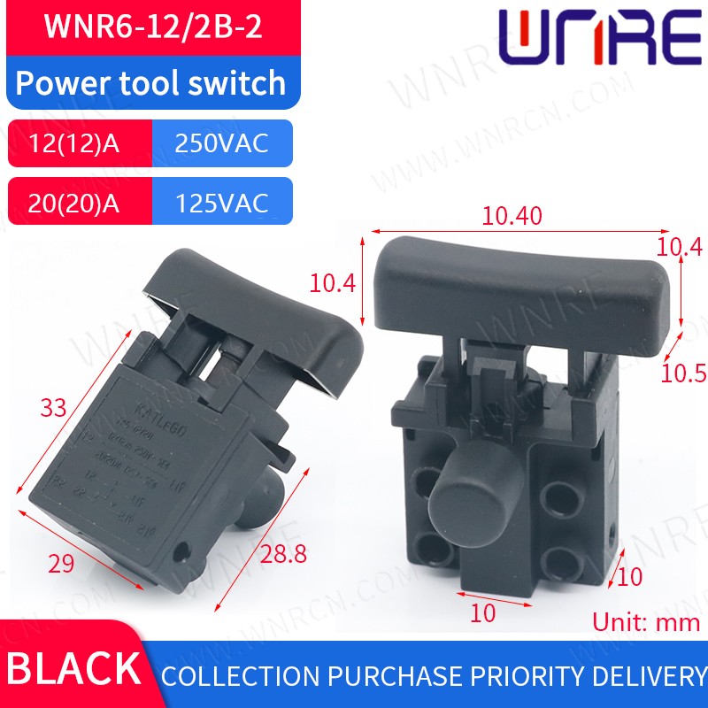 1pc 12A 250V Electric Drill Control Switch Wireless Trigger Switch For Electric Power Tools Drill Switch FA6-12*2B