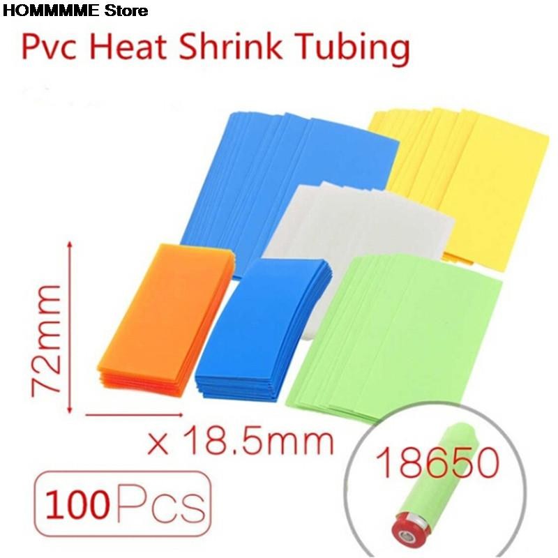 HOT SALE 100pcs Li-ion PVC Heat Shrink Tubing 18650 Battery Wrap Precut Size 72*18.5mm Battery Film Tape Battery Cover