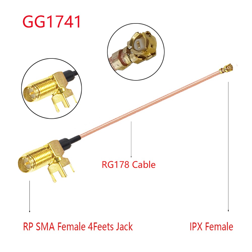 100pcs SMA Flat Female to u.FL/IPX/IPEX1/IPEX4 MHF4 Female Jack Pigtail RG178 Coaxial Cable 3G Antenna Extension Wire Cord