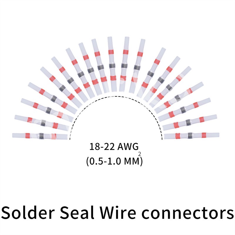 10/20pcs Heat Shrink Soldering Sleeve Terminals Insulated Waterproof Butt Connectors Kit Soldered Electrical Wire Terminals