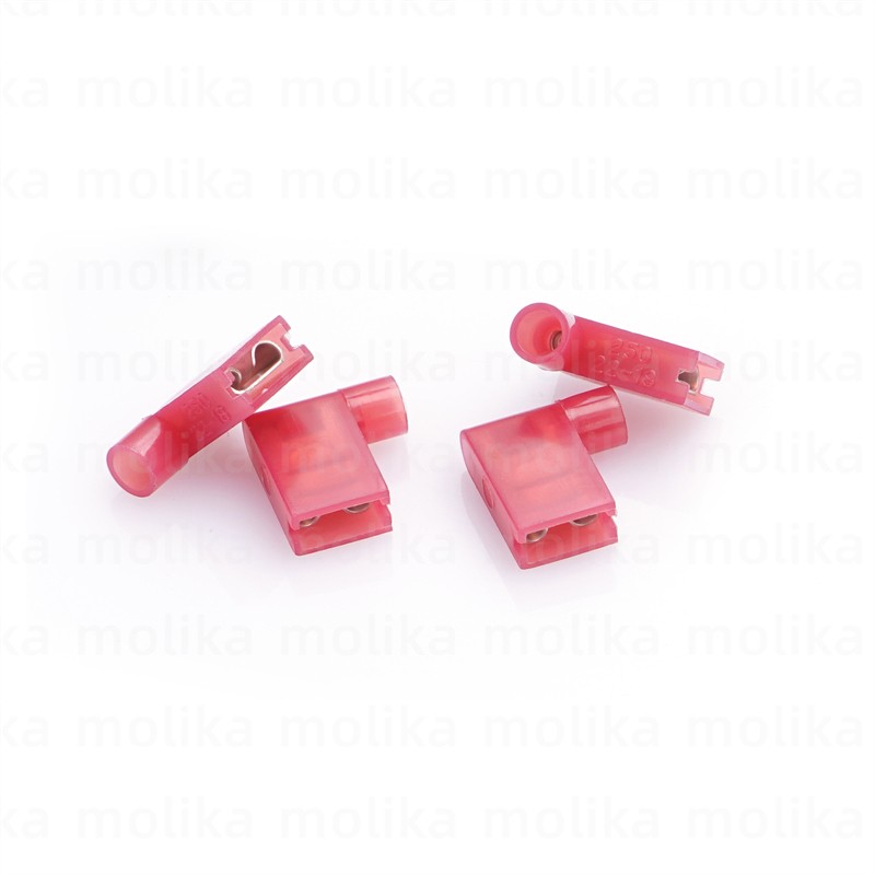 30/50/100PCS Nylon Flag Female Terminal Insulated 6.3mm Female Flag Spade Wire Connector Quick Crimp Wire Connector Terminal