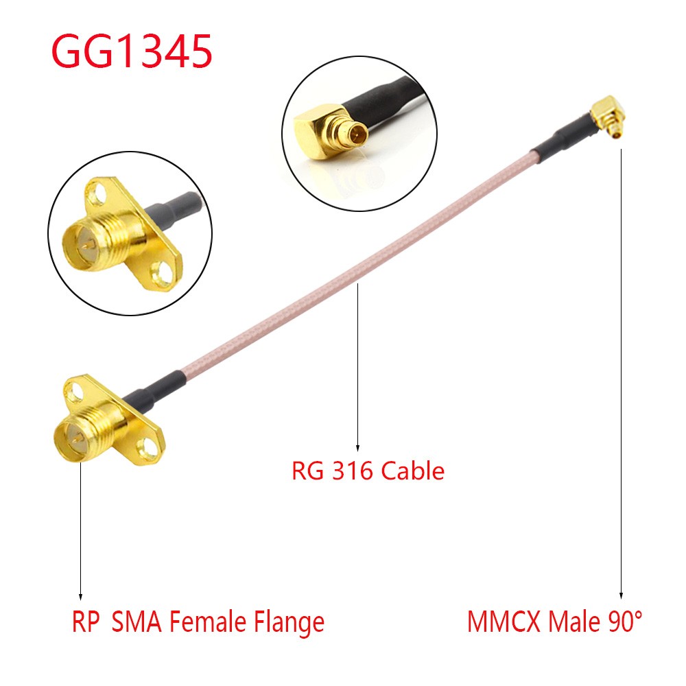 10pcs RG316 Coaxial Cable MMCX to SMA/RP-SMA Female Flange Panel Mount FPV Antenna Extension Cord for TBS Unite Pandark VTX