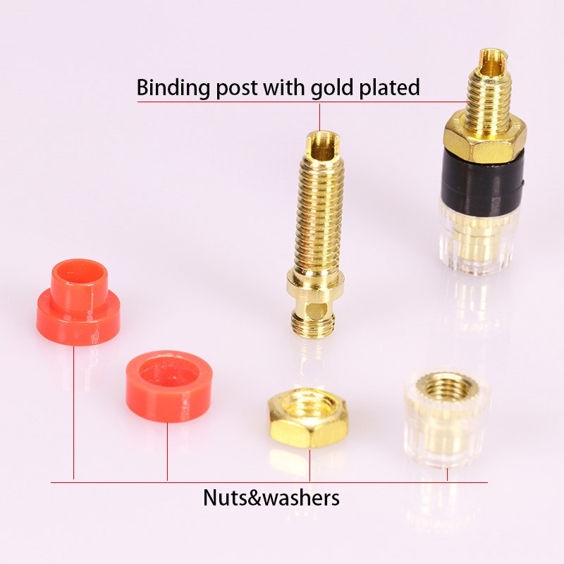 50pcs/25Pairs Gold Plated Small Binding Post Connectors for 4mm Banana Plug, Binding Post HIFI Terminal for Audio Video Amplifier