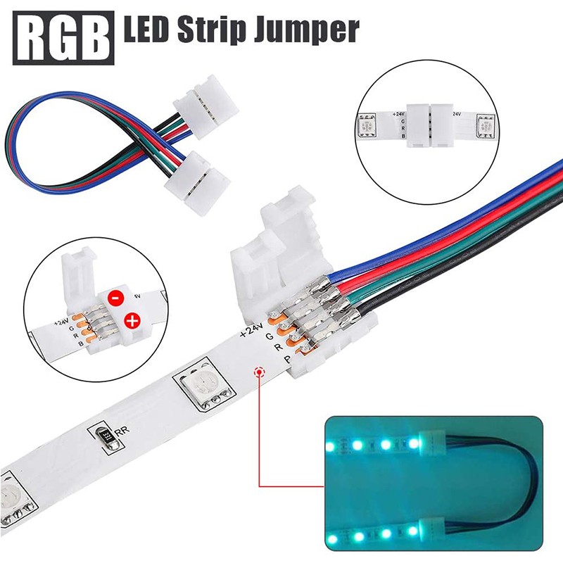 4 Pin Connector 10mm Splice Terminal L T I Shape RGB LED Strip Light Board Adapter Accessories Kit for 5050 Jumper Wire Connector