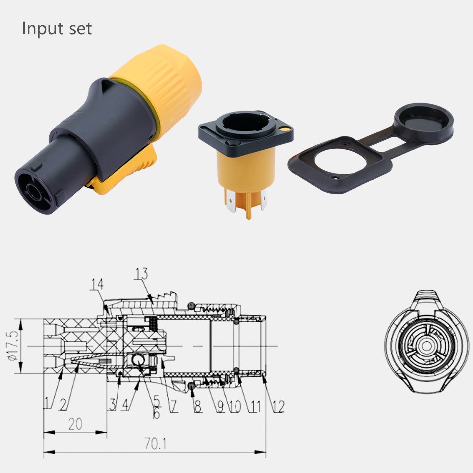 10pcs Waterproof Lock PowerCon Chassis Connectors NAC3MPX or NAC3MX-W NAC3FPX + Powercon True Connector NAC3FX-W