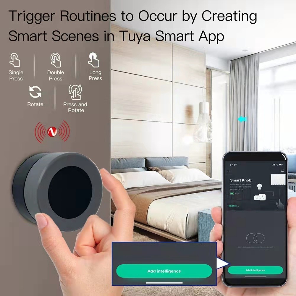 Tuya ZigBee Smart Knob Switch Rotate Wireless Press Landscape Switch Button Controller Smart Life APP Control Smart Home for Gateway