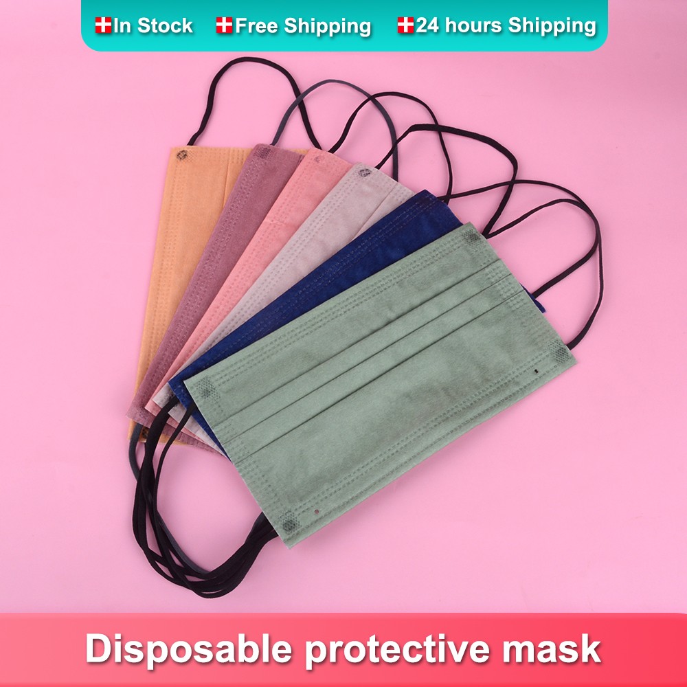 10/100pcs Morandi Masks Colorful New Design Printing Adult Mask 3-layer Non-woven Disposable Mouth Protection Maske Maske Cosplay