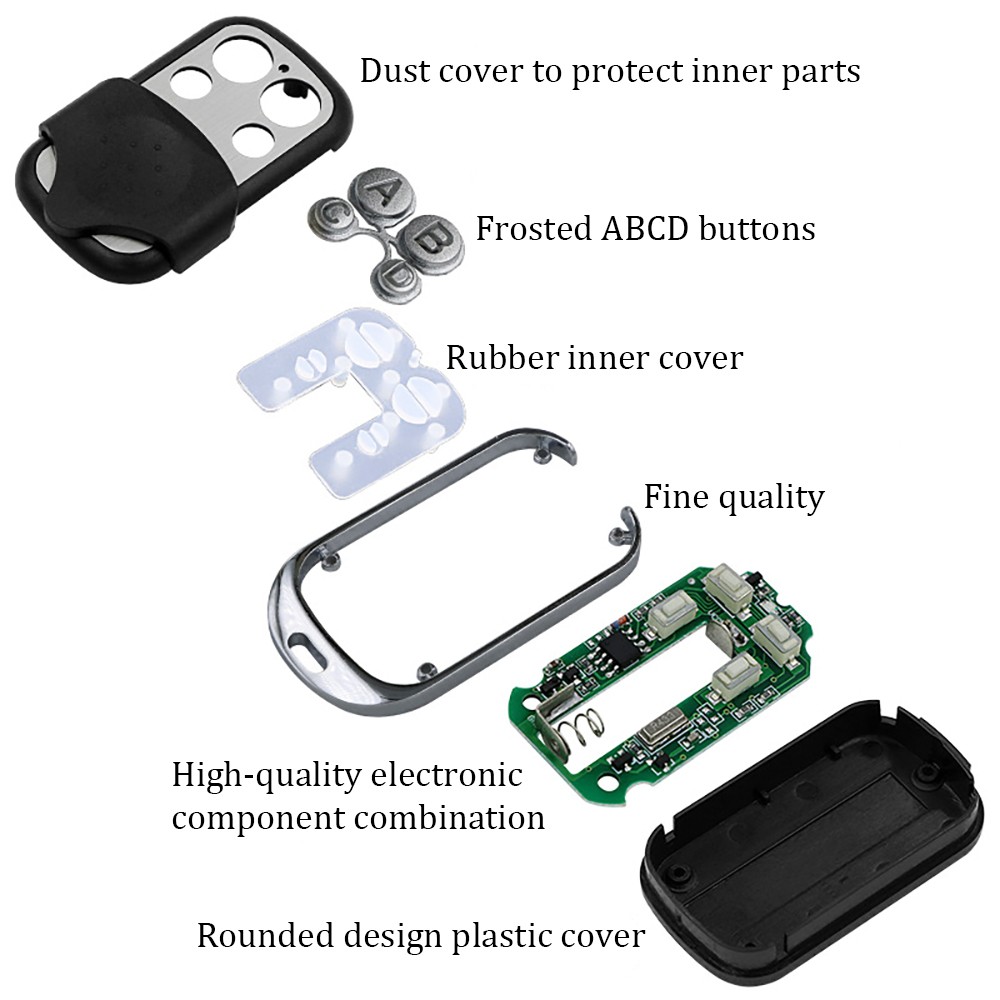 Fdoitrand Garage Door Remote Control 433.92MHz Replacement Fixed Code fdoitrand TS2DE TS4DE MPSTF2E MPSTF4E ER2C4ACD Remote Key