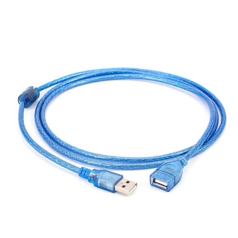 All Copper 0.3/0.5/1/ 1.5/3/5/10m Transparent Blue USB Extension Data Cable USB2.0 Male to Female