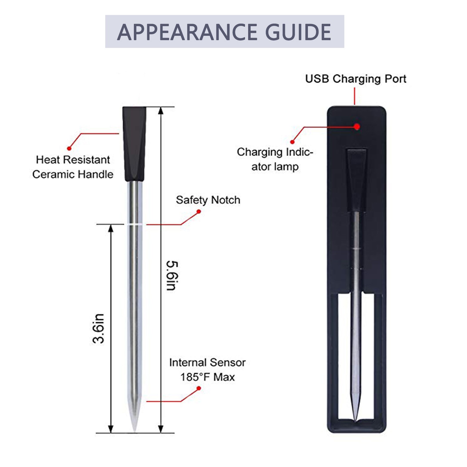 Upgrade Meat Thermometer Wireless Digital Bluetooth Barbecue Accessories For Oven BBQ Grill Barbecue Rotisserie Kitchen Gift