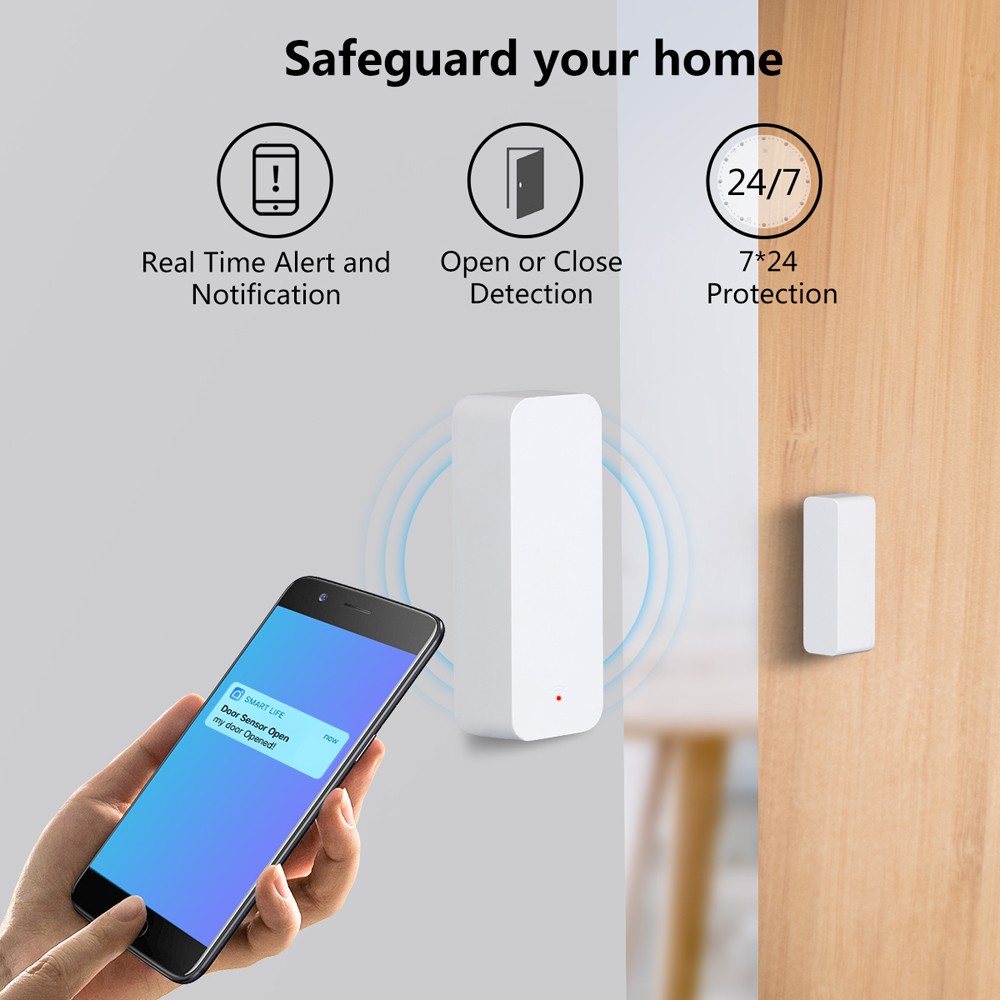 Tuya ZigBee Door Sensor Connect Open Sensor for Smart Home Automation App Remote Control Work with Aliax, Google Home