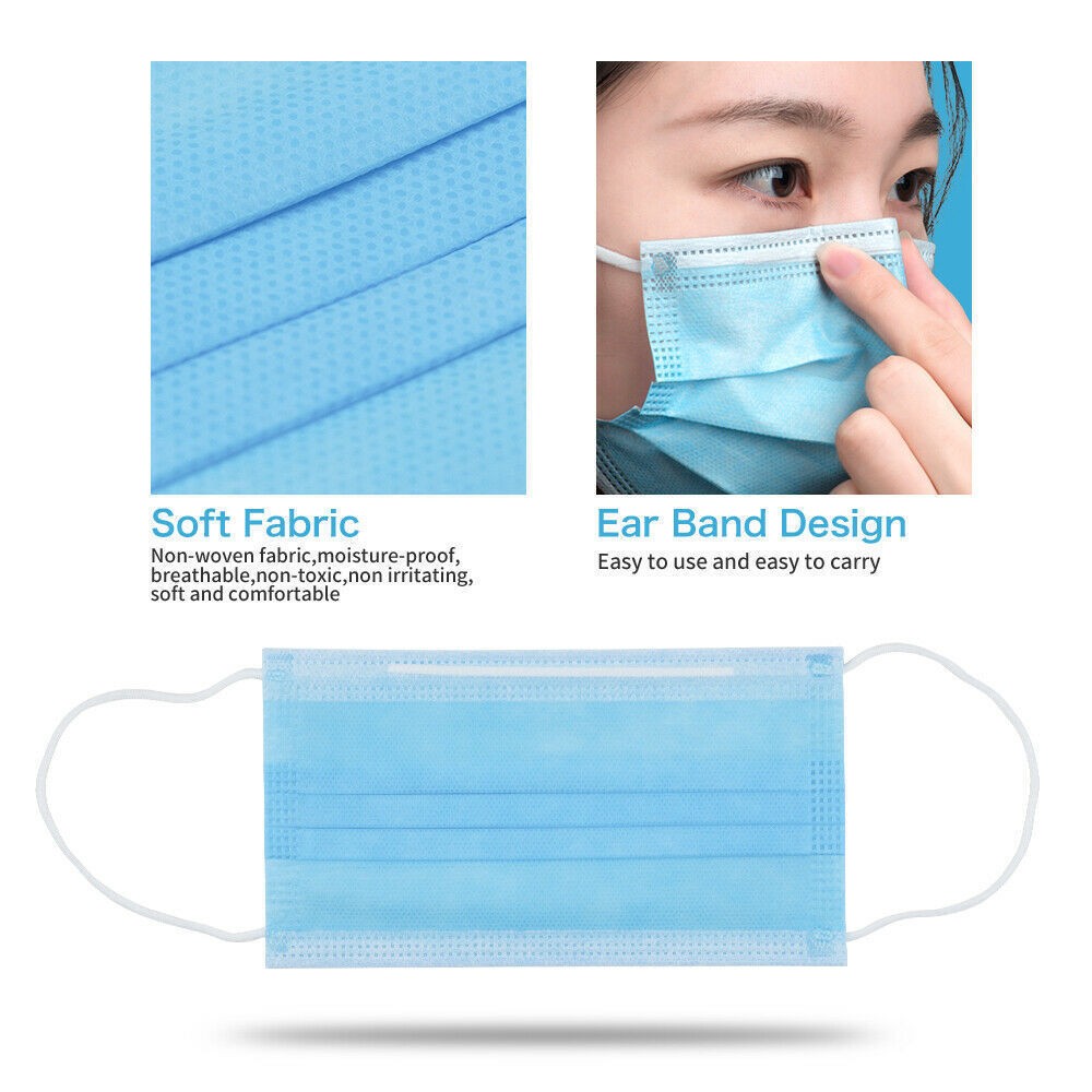 10-600pcs Blue Disposable Face Masks Mascarillas quiurgicas Homeopathic Mouth Mask Adult Non-woven Filter Mask mascarillas