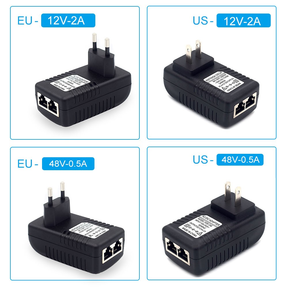 PEGATAH PoE Adapter Video Surveillance DC12V/15V/24V/48V Plug EU/US/UK Plug for POE Poe Camera Power Adapter for IPC Camera