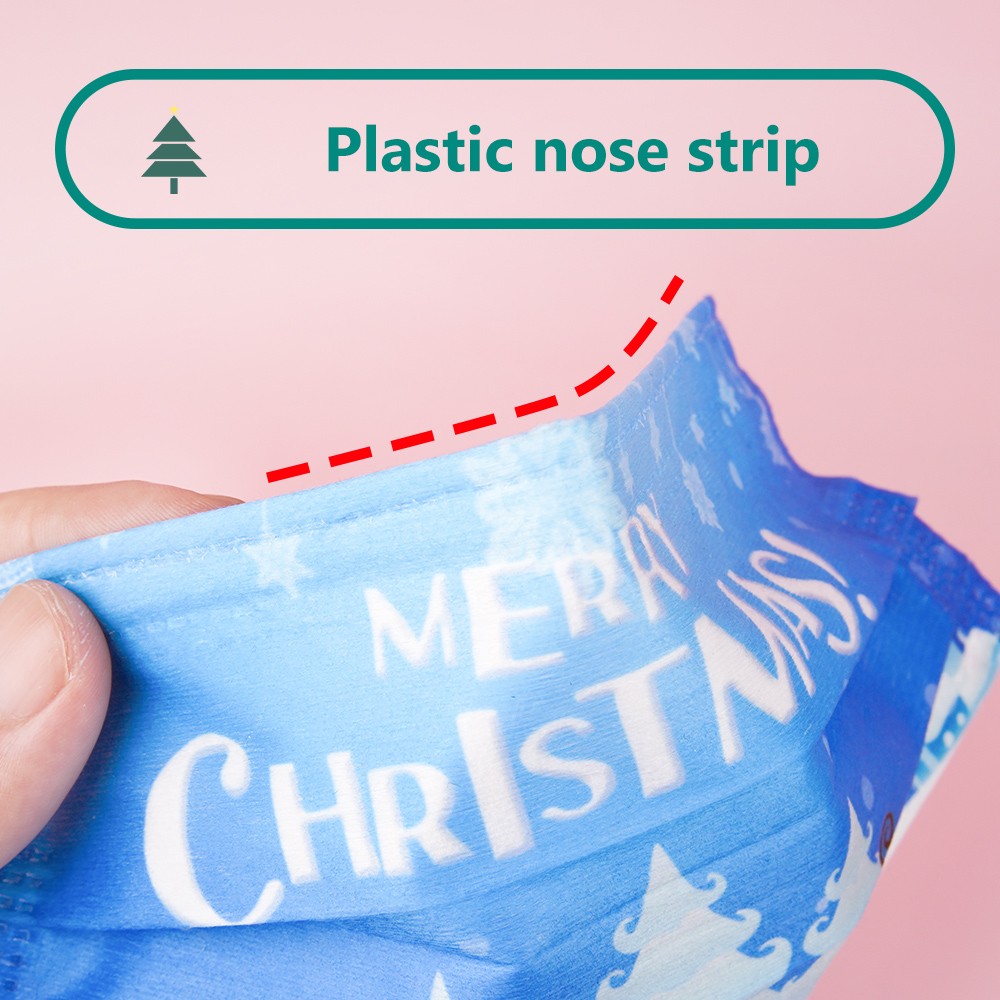 Christmas Disposable Christmas Face Mouth Masks Women Colorful Adult 3 Layers Filter Non-woven Fabric Printed Mascarilla Navidad Noel