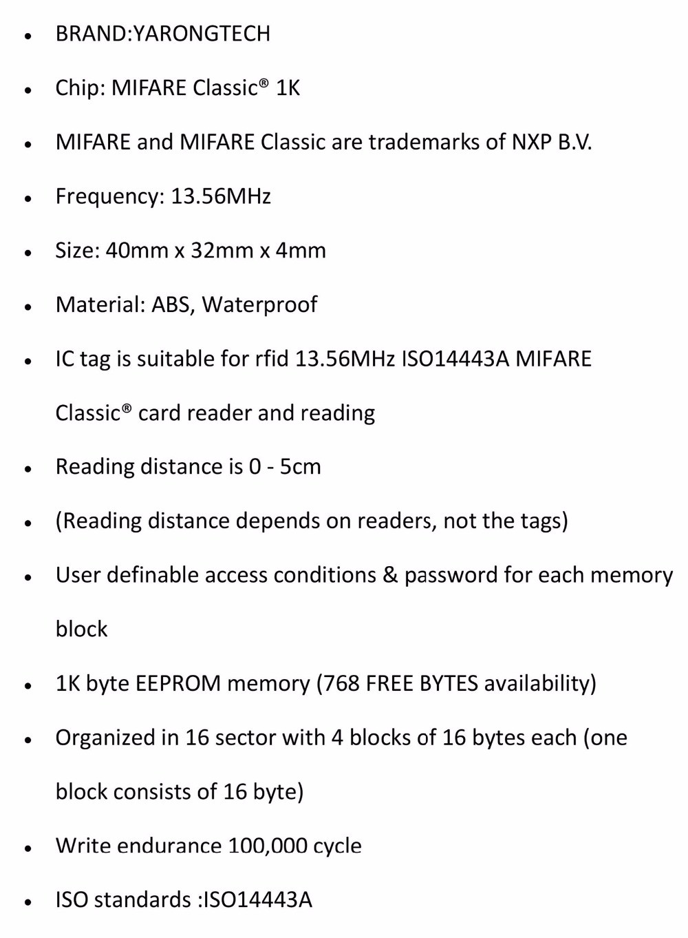 10 قطعة للماء ABS 13.56MHz ISO14443A 1k nfc rfid رمز ، rfid الموجودة في قاعدة المفتاح ، rfid علامة