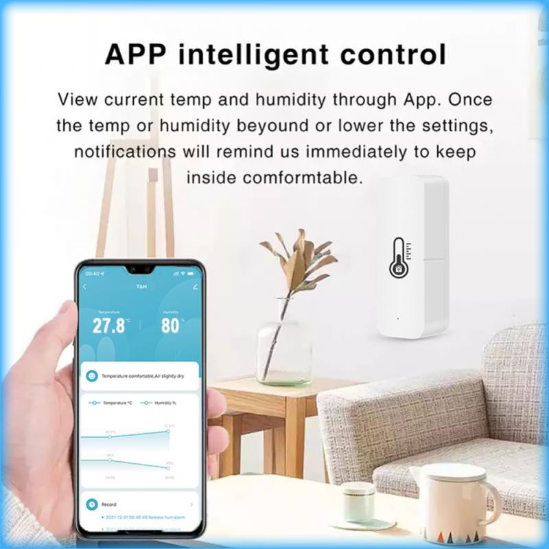 Aubess WiFi Temperature Humidity Sensor Indoor Thermometer Hygrometer Smart Home Security Alarm System for Tuya Smart Life Alexa