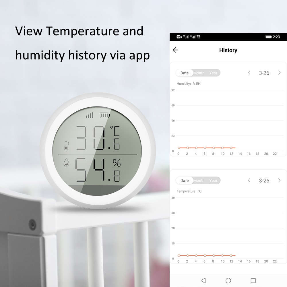 Tuya Zigbee Smart Home Temperature Humidity Sensor with LED Display Works with Google Assistant and Tuya Zigbee Hub