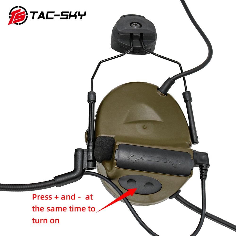 TAC-SKY COMTAC II Helmet Holder Silicone Earmuffs Noise Reduction Pickup Tactical Headset & Walkie Talkie PTT Adapter U94PTT