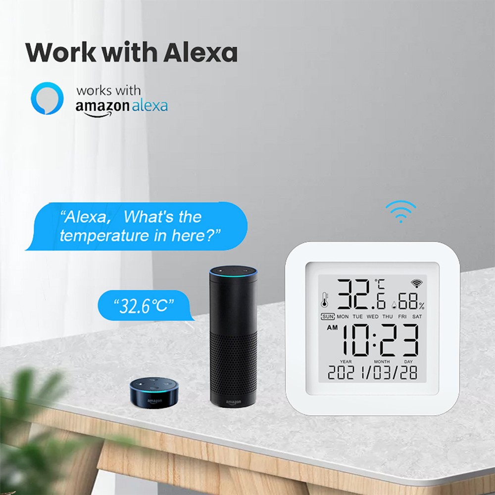 Tuya 2022 WIFI Temperature Humidity Sensor for Smart Home Automation Remote Control Support Alexa Google Home