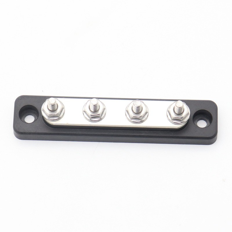 Bus Terminal Bar and Cover High Current 4 Way Busbar Distribution Block Assembly 4 Way 100A + Clear Top Cover for 12/24V Car