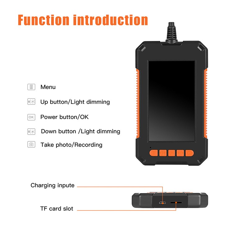 Industrial Endoscope 3.9mm/8mm Borescope Inspection Camera 4.3'' Screen 1080P HD Snake Camera with 6 LED Lights 2600amh Battery