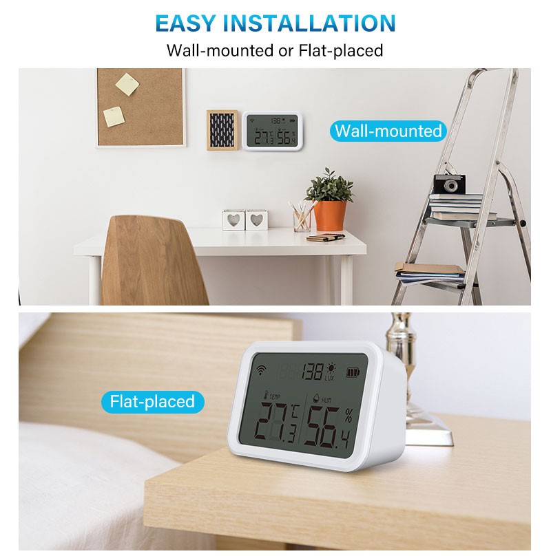 Tuya WiFi Temperature Humidity Sensor Indoor Thermometer LCD Display Thermometer SmartLife With Alexa Google Home