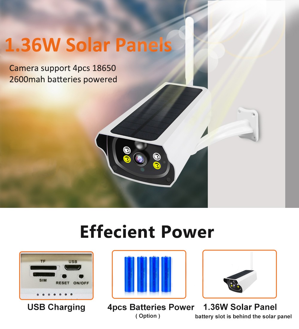 4G Solar IP Camera 1080P Solar Panel Solar Powered Security Camera IP Camera Solar Camera Outdoor PIR Motion Detection